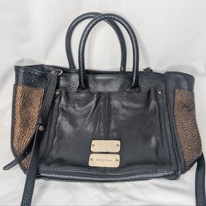 See By Chloe Nellie Double Function Tote Bag Black Metallic Gold Leather Handbag